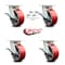 Service Caster 5 Inch Kingpinless Red Poly on Steel Wheel Caster Set Brake and Swivel Lock SCC-KP30S520-PUR-RS-SLB-BSL-4 - alternate 2